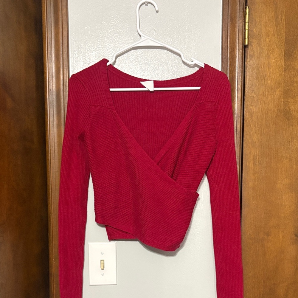 Red Hollister wrap long sleeve